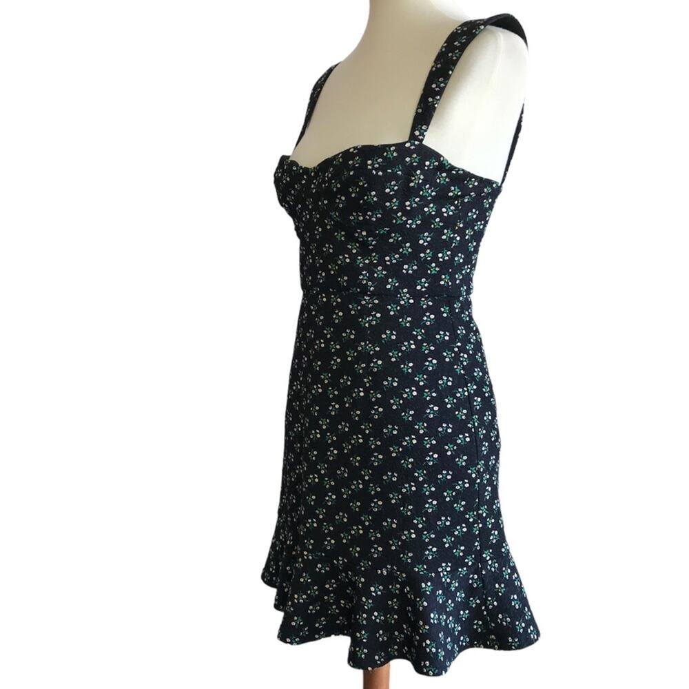 Anthropologie Hutch Black Mini Ditsy Floral Corset Boning Cocktail Party Dress S - Picture 12 of 14